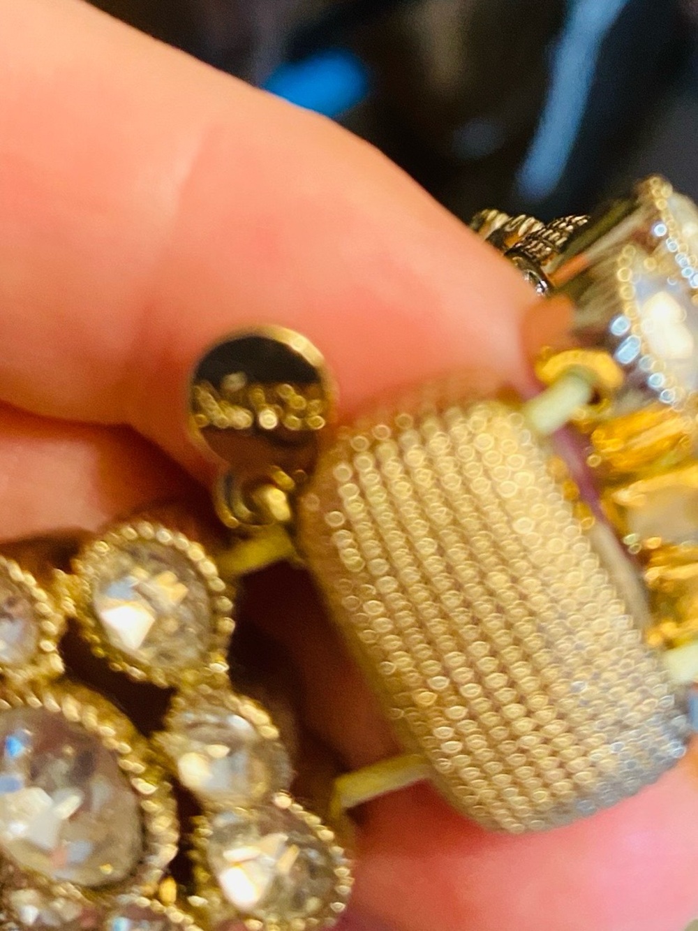 RMN Gold Tone Rhinestone Stretch Bracelet Floral Crystal Statement Bracelet - Picture 11 of 12